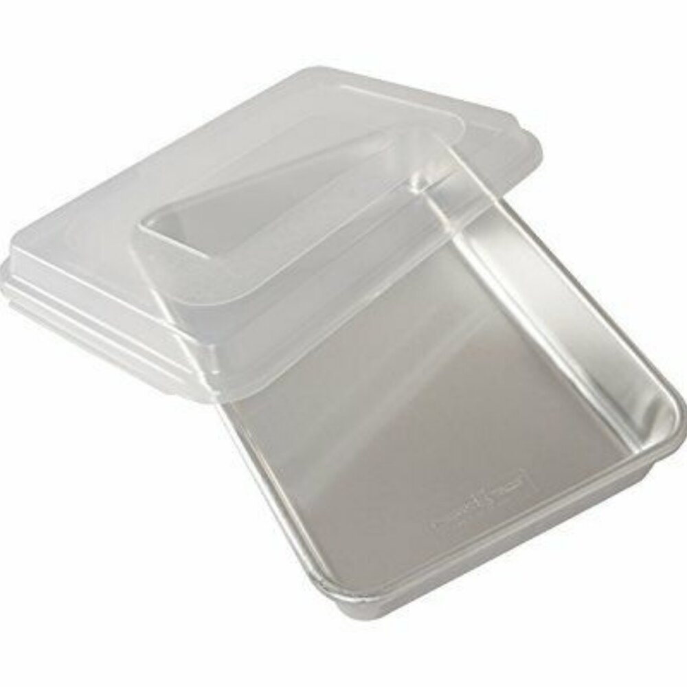 Nordic Ware Pan Natural Aluminum Cake Pan with Lid Rectangle Baking Dish USA